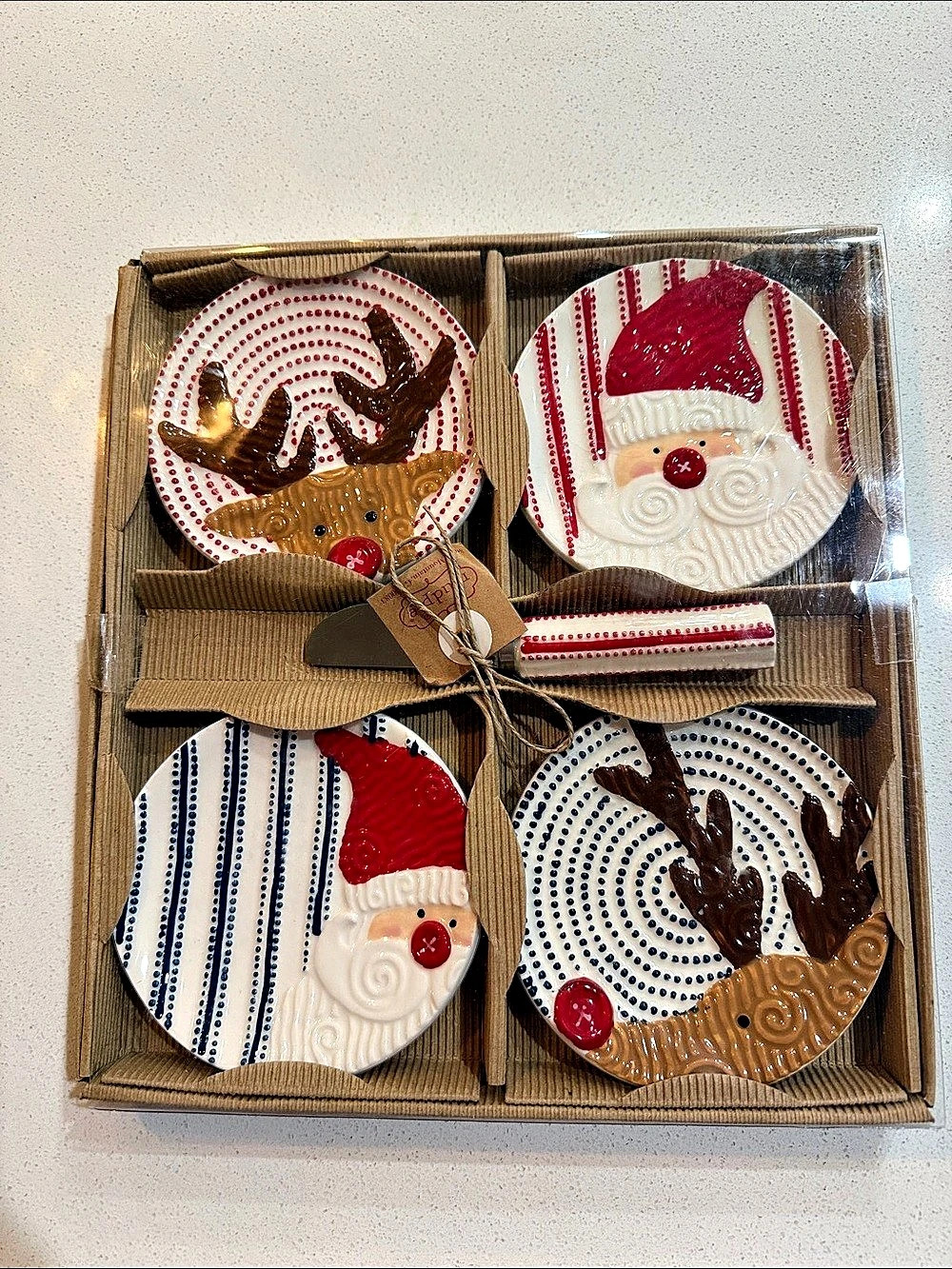 Mud Pie Holiday Santa Reindeer Plates and Spreader
